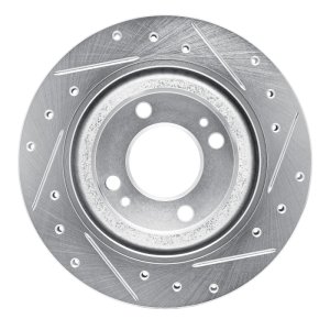 Dodge Attitude Brake Rotor (1) - Front Left - R1 Concepts - Drilled & Slotted - Silver - `16-`25